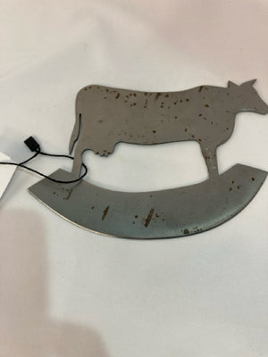 Vintage Gray Metal Cow Holiday Item