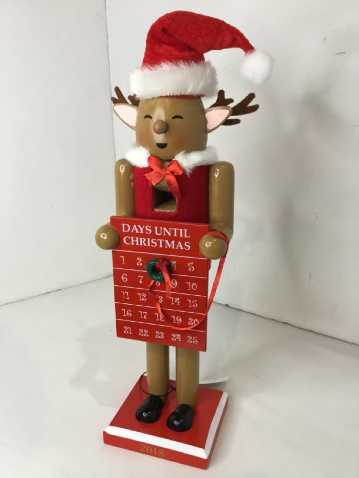 Nutcracker Red/Brown Wood Reindeer Holiday Item