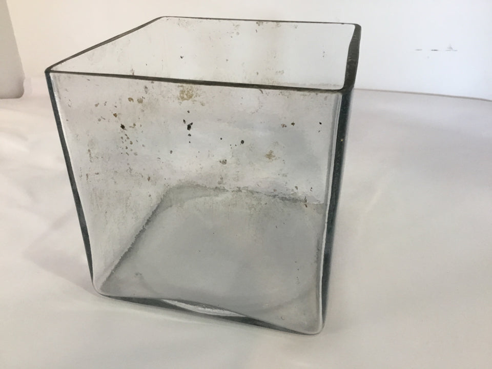 Clear Glass Square Vase