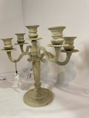 Vintage Cream Iron 4 Arm Candelabra