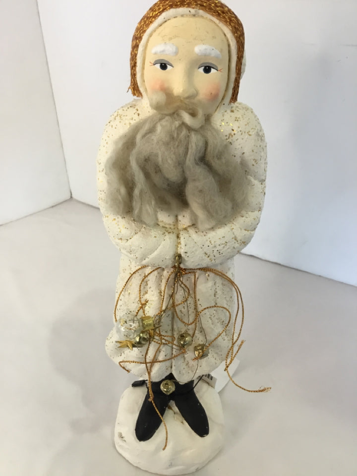 Folk Art White Plaster Santa Holiday Item