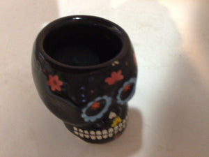 Black Ceramic Skull Planter