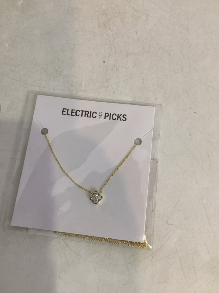Electric Picks Gold Plated Clover Necklace