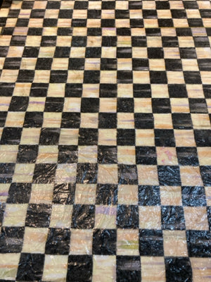 Custom Console Wood Checkerboard Decoupage Black/Cream Table