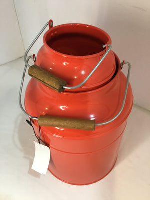 Pair Red Metal Can