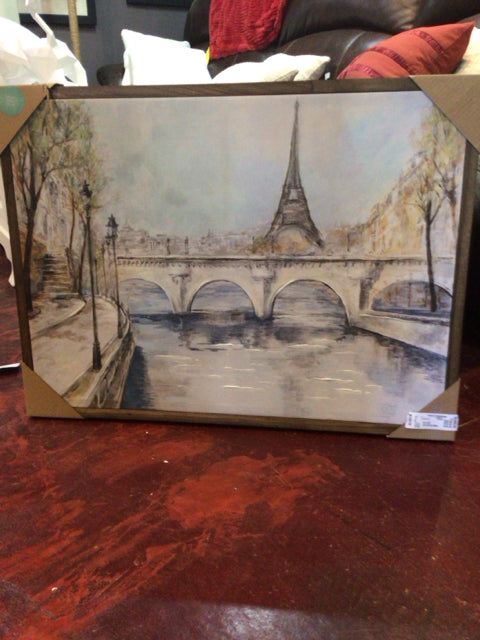 Cream/ Taupe Eiffel Tower Framed Art