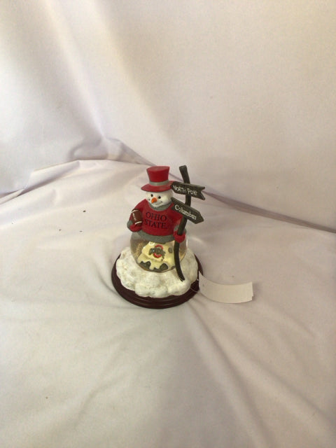 Snow Globe Red/white Resin Snowman Ohio State Holiday Item