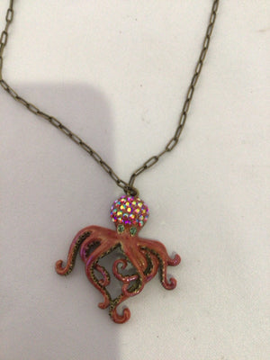 Kirk's Folly Orange Octopus Necklace