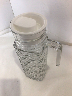 Vintage Clear Glass Lidded Pitcher