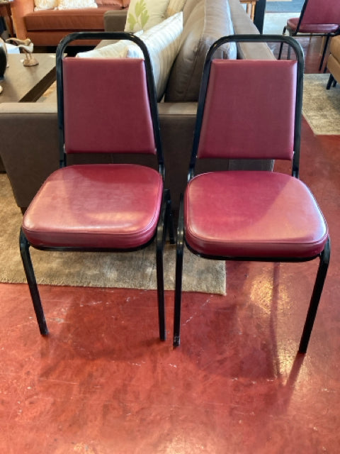 Pair Vinyl Kitchen Red/Black Chair Set
