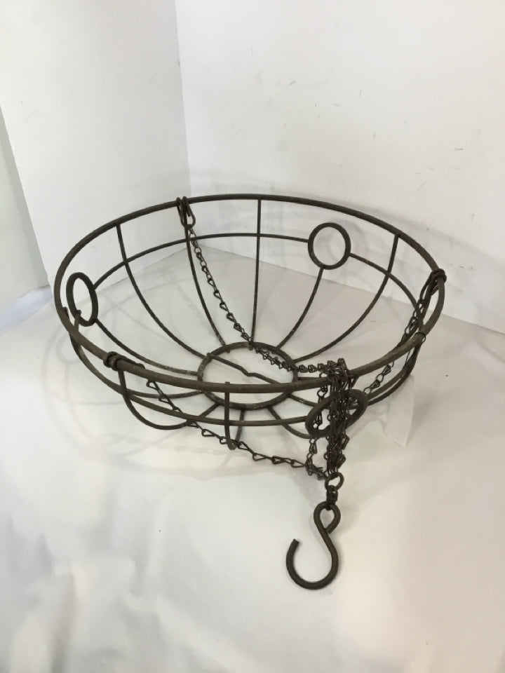 Outdoor/Outside Black Metal Hanging Basket