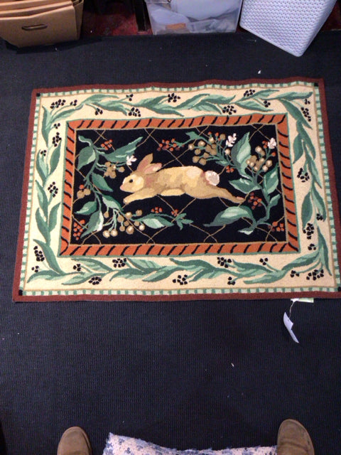 Sally Eckman Roberts Wool Rabbit Black & Gold Rug