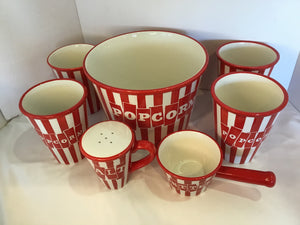 Red/white Ceramic 7 pieces Popcorn Bucket