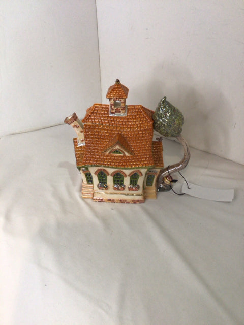 Dept 56 Tan/Brown Ceramic House Tea Pot