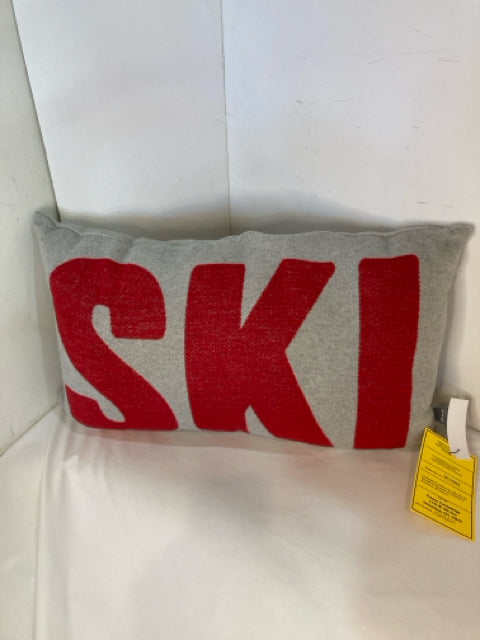Pod Gray/Red Fleece Ski Down Filled Pillow