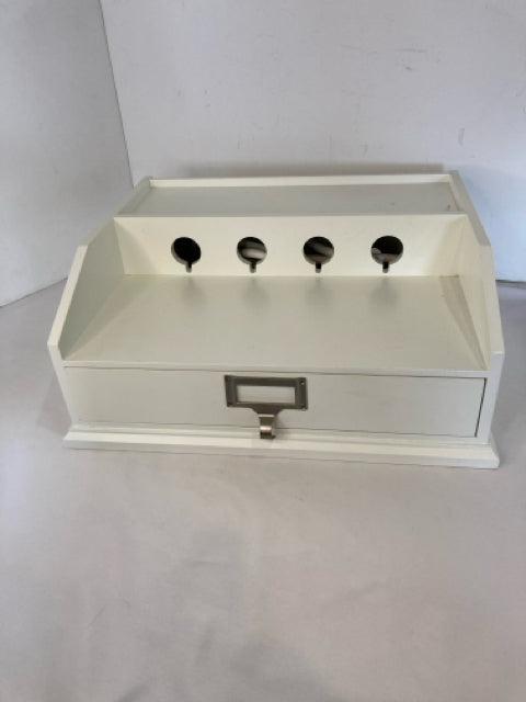 Pottery Barn Desk Top Wood White Organizer