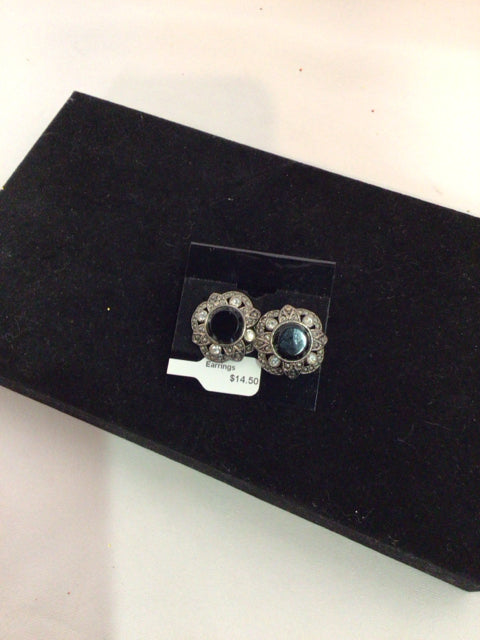 Monet Marcasite Black/silver Earrings