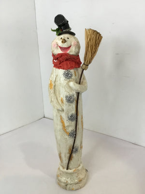 Christmas White Wood Snowman Holiday Item