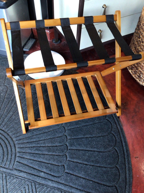 Brown Wood Folding Luggage Rack