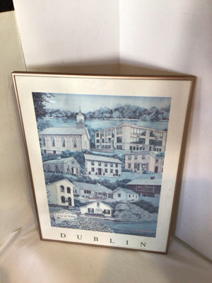 Blue/White City Scape Framed Art