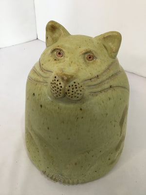B Moore Yellow Pottery Cat Bank