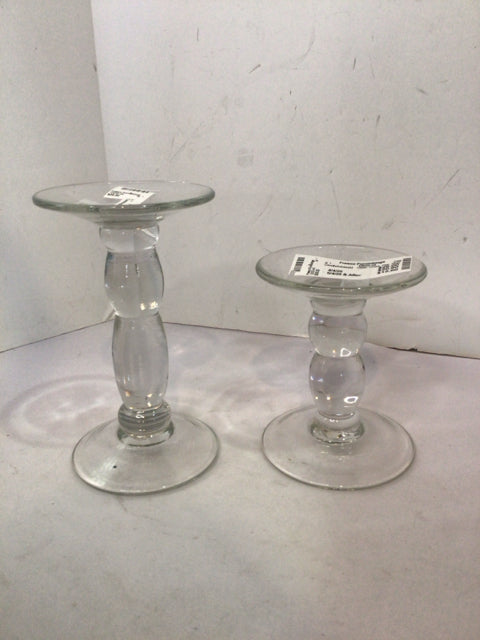 Clear Glass Pair Candleholder(s)