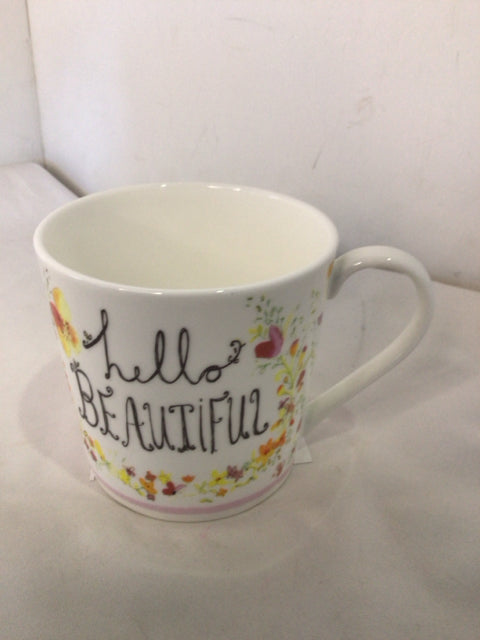Coffee White/Multi Ceramic Flowers Mug