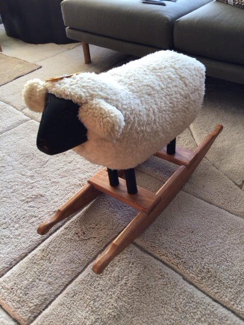 Sheep Skin White/Black Sheep Children's Rocking Horse