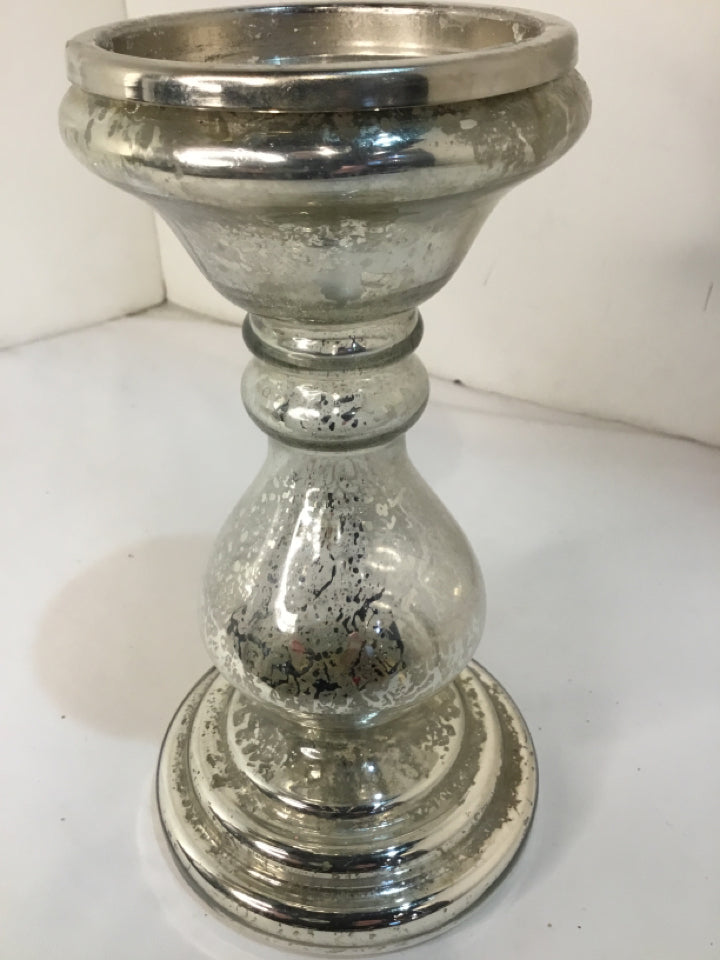 Mercury Glass Pillar Candlestick
