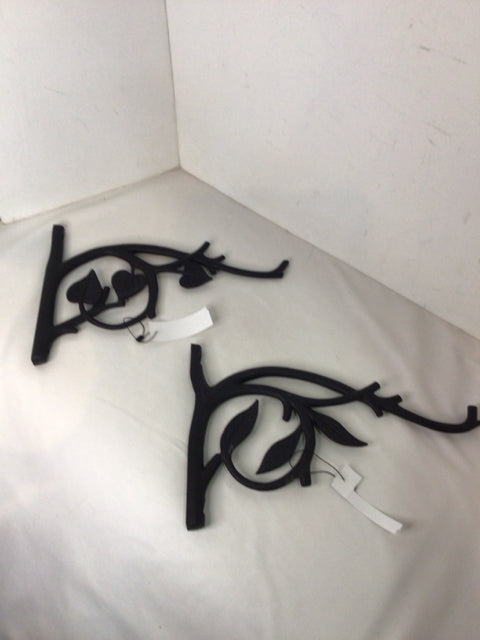 Pair Metal Branch Black Wall Hook