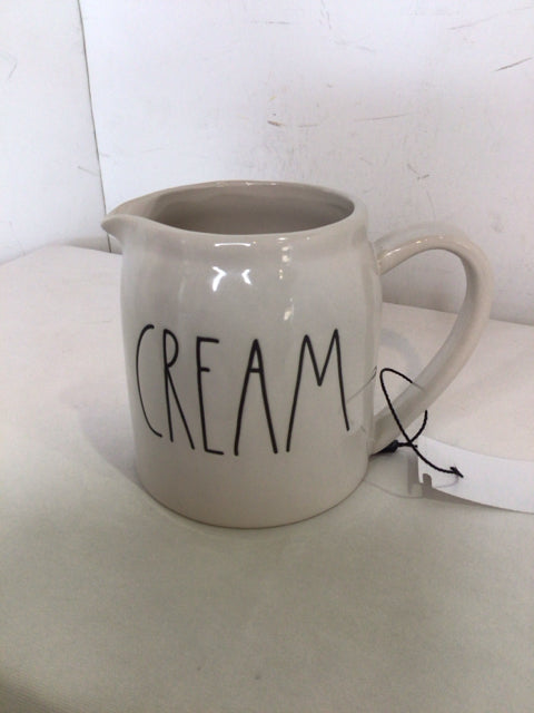 Cream White/Black Ceramic Pitcher