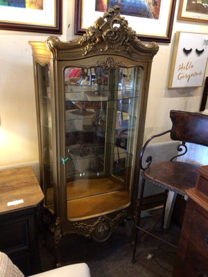 French Gold Wood/Glass Curio Cabinet