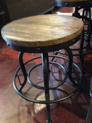 Rustic Wood/Metal Adjustable Brown/black Barstool/Bar Stool