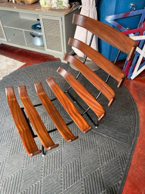 Martin Eisler Mid-Century Wood/Marble Slat Back Sling Brown Chair