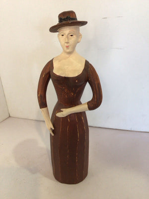 Brown/Cream Resin Woman Hat Figurine