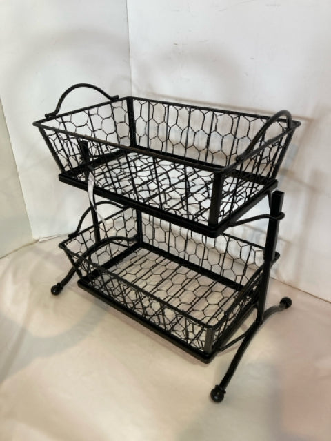 Tiered Black Metal Basket