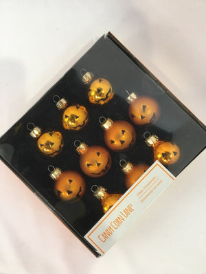 Ornament Orange Glass Pumpkin Set of 10 Holiday Item