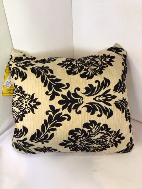 White/Black Down Floral Pillow
