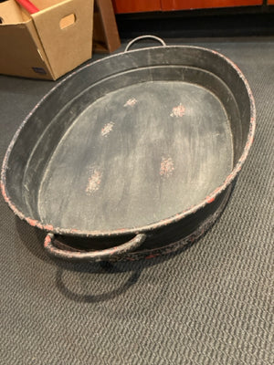 Vintage Black Metal Oval Tray