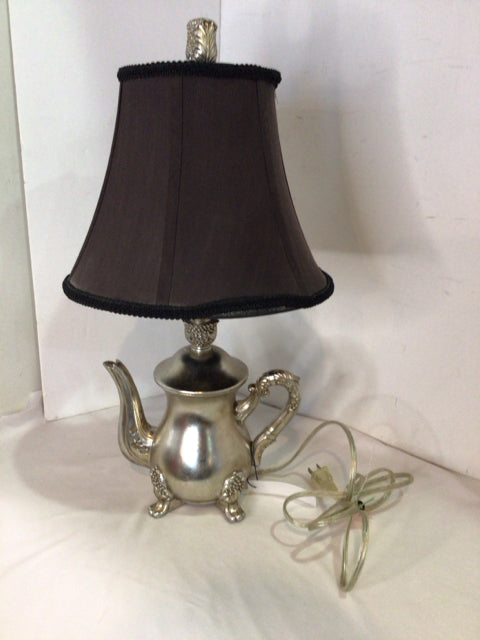 Antiqued Silver Tea Pot Lamp