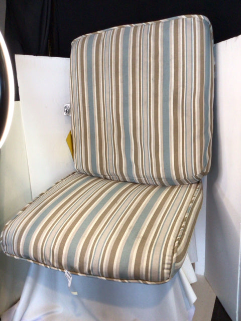 Hampton Bay Pair Tan/Blue Stripe Cushion Set