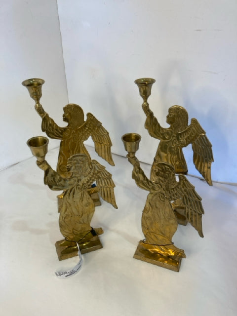 Set of 4 Gold Metal Candle Holder Angel Holiday Item