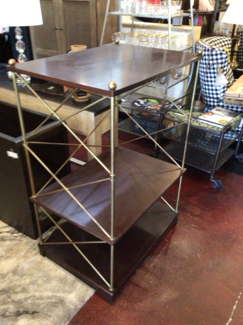 Brown Wood/Metal Criss Cross As Is Shelf