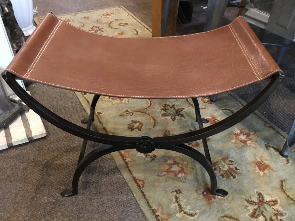 Rustic Folding Leather X Brown/black Bench