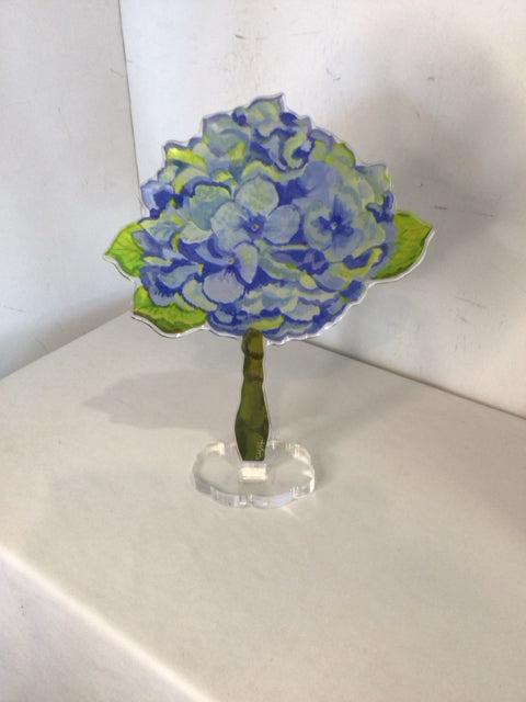 Signed Cut out Blue/Green Acrylic Hydrangea Figurine