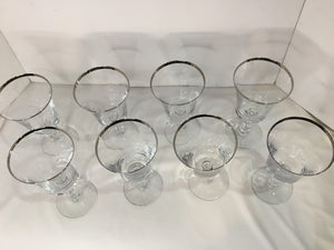 Fostoria Vintage Platinum Trim Crystal Set of 8 Glasses