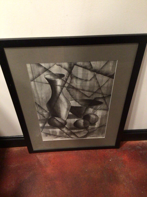 Signed Gray/White Still Life Framed Art