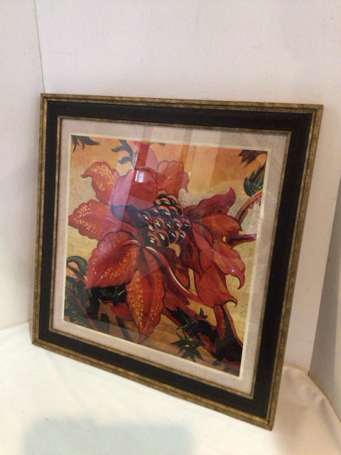 Red/Brown Floral Framed Art