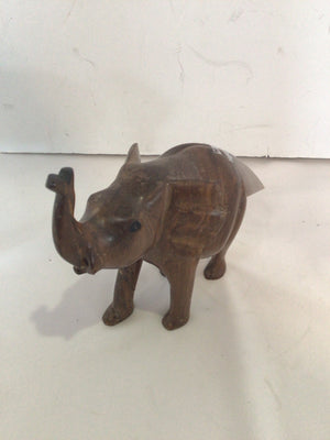 Brown Wood Elephant Sculpture