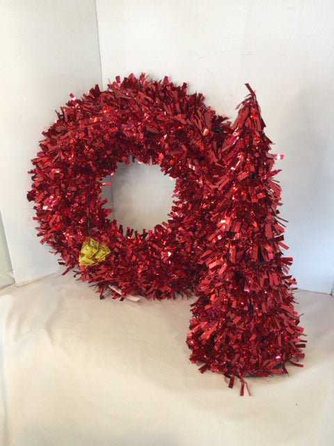 Wreath Red Tinsel 2 Piece w/Tree Holiday Item